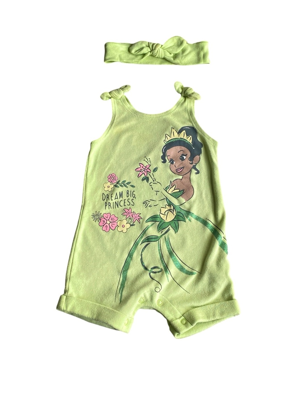 Disney Princess Lime Green 6-9 M Romper